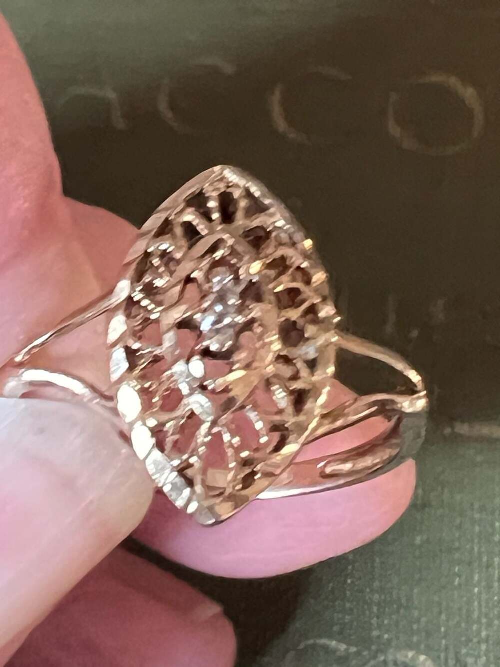 JCM 10k Gold Filigree Teardrop Statement Ring
See description